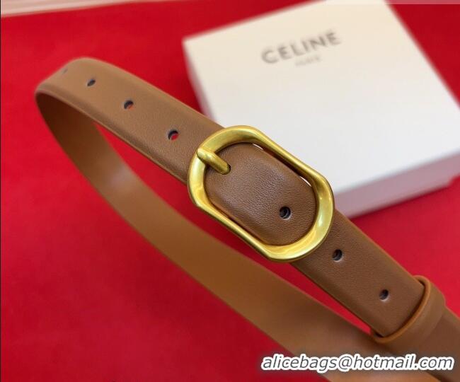 Chic Small Celine Triomphe Medium Belt 2.5cm with Pin Buckle in Calfskin Leather CE031601 Tan Brown 2026
