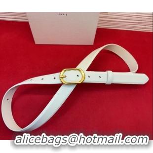 Best Grade Celine Triomphe Medium Belt 2.5cm with Pin Buckle in Calfskin Leather CE031601 White 2026