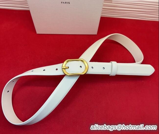 Best Grade Celine Triomphe Medium Belt 2.5cm with Pin Buckle in Calfskin Leather CE031601 White 2026