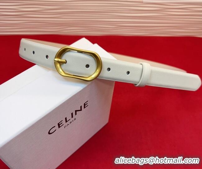 Best Grade Celine Triomphe Medium Belt 2.5cm with Pin Buckle in Calfskin Leather CE031601 White 2026