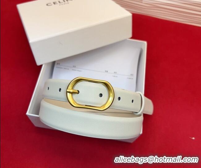 Best Grade Celine Triomphe Medium Belt 2.5cm with Pin Buckle in Calfskin Leather CE031601 White 2026