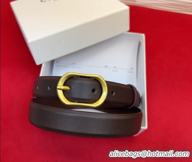 Top Grade Celine Triomphe Medium Belt 2.5cm with Pin Buckle in Calfskin Leather CE031601 Dark Brown 2026