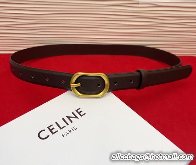 Top Grade Celine Triomphe Medium Belt 2.5cm with Pin Buckle in Calfskin Leather CE031601 Dark Brown 2026