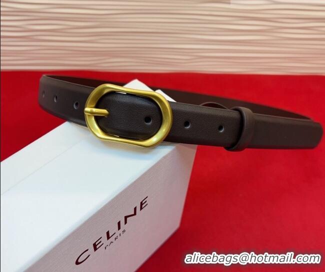 Top Grade Celine Triomphe Medium Belt 2.5cm with Pin Buckle in Calfskin Leather CE031601 Dark Brown 2026