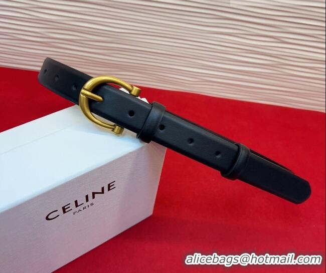 New Cheap Celine Triomphe Medium Belt 2.5cm with Pin Buckle in Calfskin Leather CE031602 Black 2026