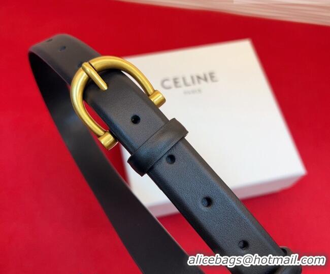 New Cheap Celine Triomphe Medium Belt 2.5cm with Pin Buckle in Calfskin Leather CE031602 Black 2026