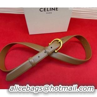 Original Cheap Celine Triomphe Medium Belt 2.5cm with Pin Buckle in Calfskin Leather CE031602 Tan Brown 2026