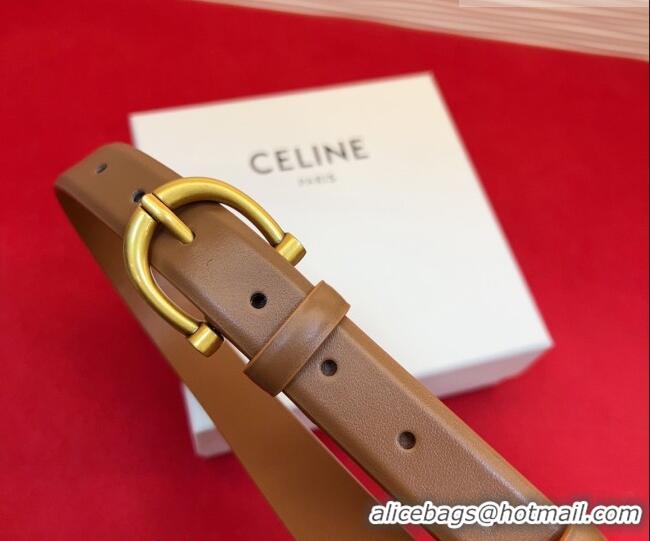 Original Cheap Celine Triomphe Medium Belt 2.5cm with Pin Buckle in Calfskin Leather CE031602 Tan Brown 2026