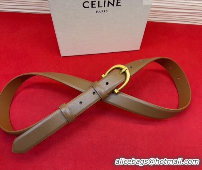 Original Cheap Celine Triomphe Medium Belt 2.5cm with Pin Buckle in Calfskin Leather CE031602 Tan Brown 2026