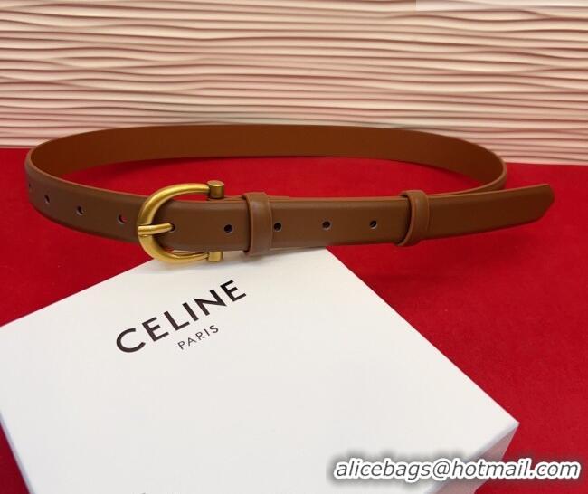 Original Cheap Celine Triomphe Medium Belt 2.5cm with Pin Buckle in Calfskin Leather CE031602 Tan Brown 2026