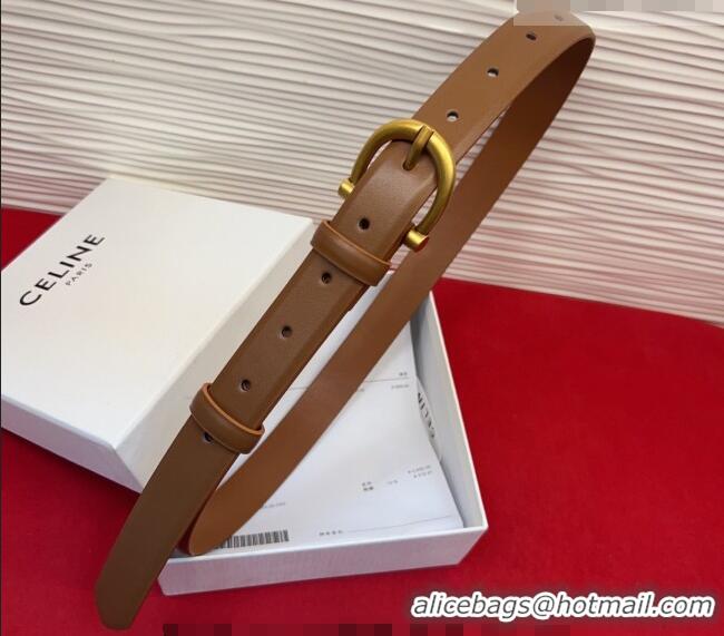 Original Cheap Celine Triomphe Medium Belt 2.5cm with Pin Buckle in Calfskin Leather CE031602 Tan Brown 2026