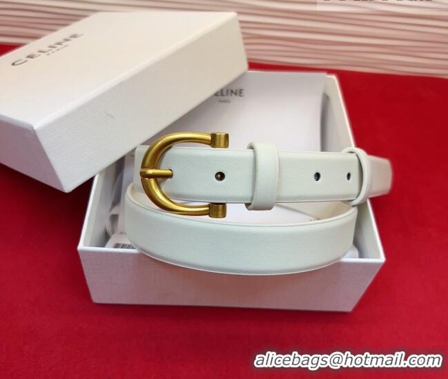 Sophisticated Celine Triomphe Medium Belt 2.5cm with Pin Buckle in Calfskin Leather CE031602 White 2026