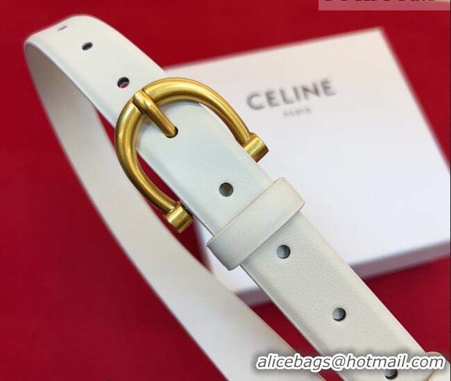 Sophisticated Celine Triomphe Medium Belt 2.5cm with Pin Buckle in Calfskin Leather CE031602 White 2026