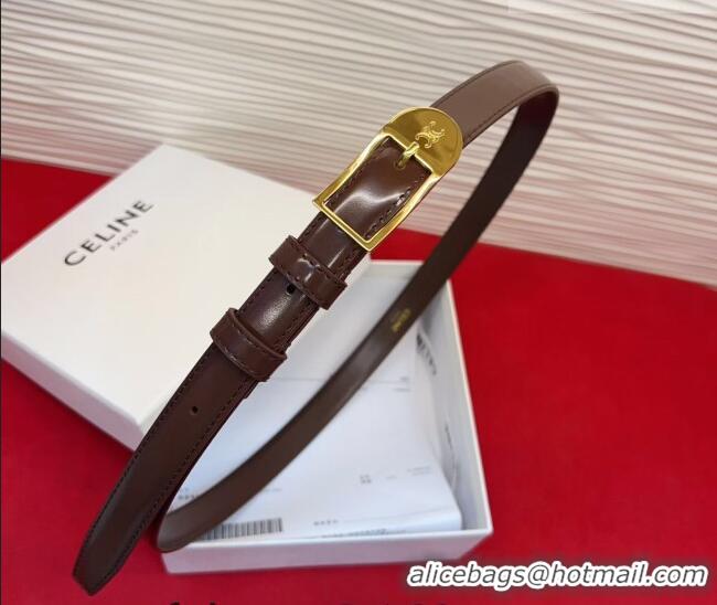 Low Cost Celine Shiny Calfskin Leather Belt 1.8cm with Pin Buckle CE031603 Chocolate/Gold 2026