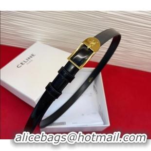 New Fashion Celine Shiny Calfskin Leather Belt 1.8cm with Pin Buckle CE031603 Black/Gold 2026