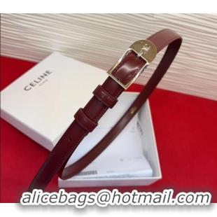 Buy Classic Celine Shiny Calfskin Leather Belt 1.8cm with Pin Buckle CE031603 Dark Burgundy/Silver 2026