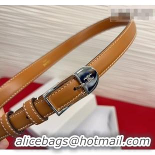 Top Design Celine Shiny Calfskin Leather Belt 1.8cm with Pin Buckle CE031603 Tan Brown/Silver 2026