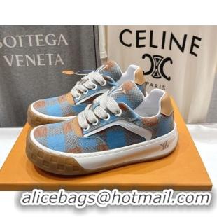 Shop Duplicate Louis Vuitton LV Tilted Sneakers in Damier Canvas Light Blue 2026 1AJTJ9