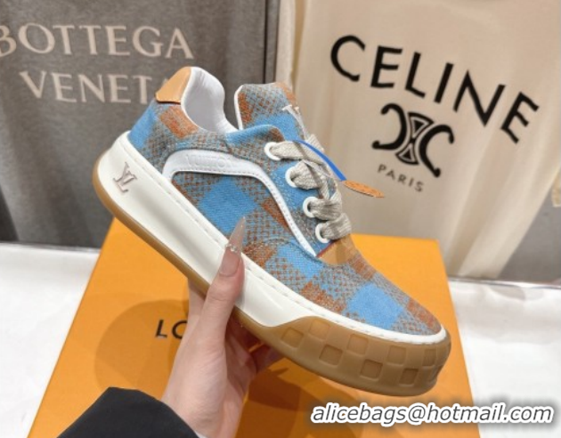 Shop Duplicate Louis Vuitton LV Tilted Sneakers in Damier Canvas Light Blue 2026 1AJTJ9