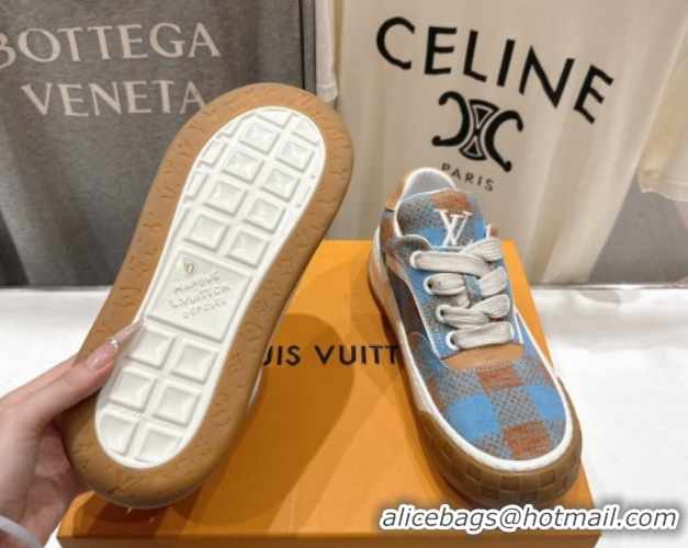 Shop Duplicate Louis Vuitton LV Tilted Sneakers in Damier Canvas Light Blue 2026 1AJTJ9