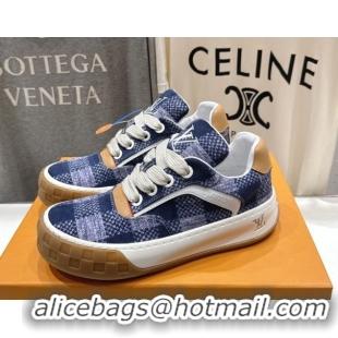 Popular Style Louis Vuitton LV Tilted Sneakers in Damier Canvas Navy Blue 2026 1AJTJ9