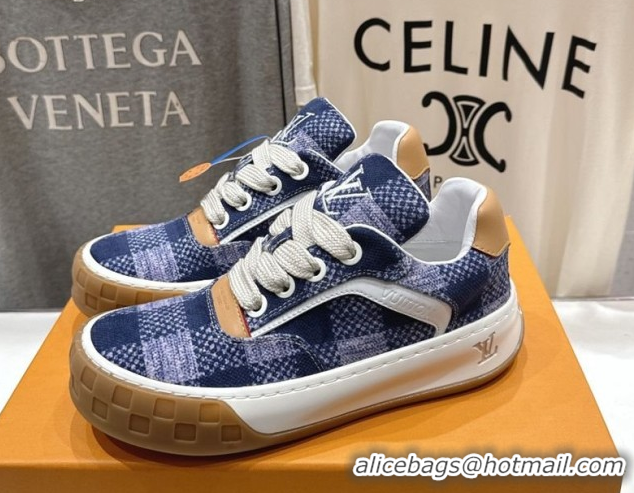 Popular Style Louis Vuitton LV Tilted Sneakers in Damier Canvas Navy Blue 2026 1AJTJ9