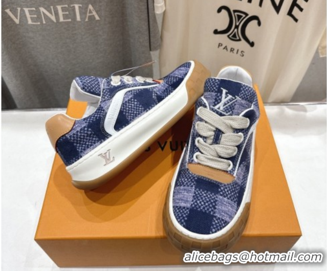 Popular Style Louis Vuitton LV Tilted Sneakers in Damier Canvas Navy Blue 2026 1AJTJ9