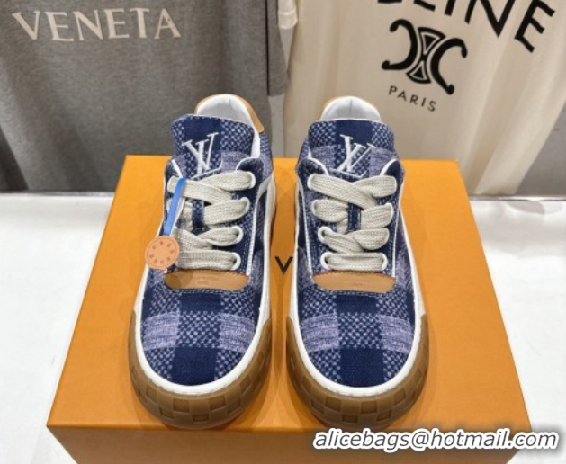 Popular Style Louis Vuitton LV Tilted Sneakers in Damier Canvas Navy Blue 2026 1AJTJ9