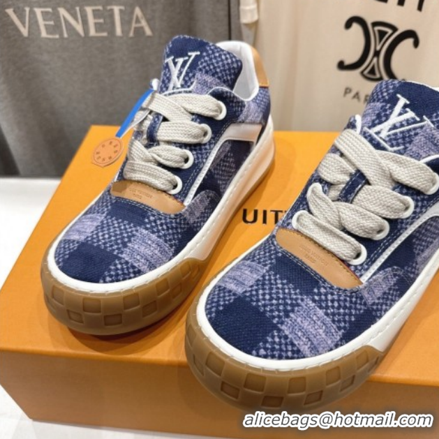 Popular Style Louis Vuitton LV Tilted Sneakers in Damier Canvas Navy Blue 2026 1AJTJ9