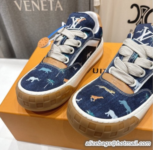 Unique Style Louis Vuitton LV x The Darjeeling Limited Tilted Sneakers in Blue Embroidered Denim 0303092