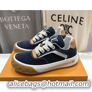 Top Grade Louis Vuitton LV Tilted Sneakers in Suede Navy Blue 2026 1AJTJ9