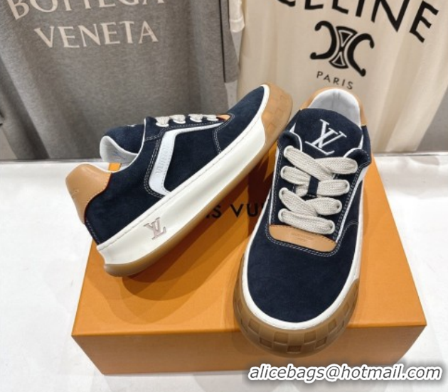 Top Grade Louis Vuitton LV Tilted Sneakers in Suede Navy Blue 2026 1AJTJ9