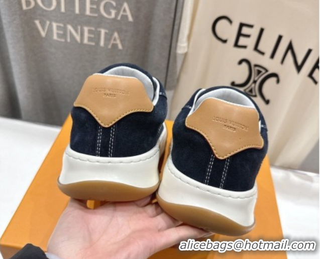 Top Grade Louis Vuitton LV Tilted Sneakers in Suede Navy Blue 2026 1AJTJ9