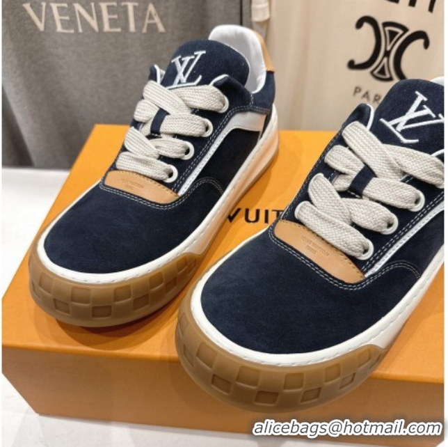Top Grade Louis Vuitton LV Tilted Sneakers in Suede Navy Blue 2026 1AJTJ9