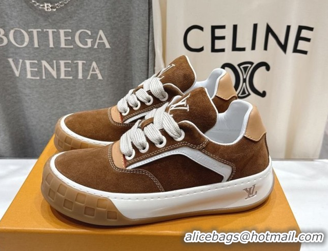 Most Popular Louis Vuitton LV Tilted Sneakers in Suede Tan 2026 1AJTJ9