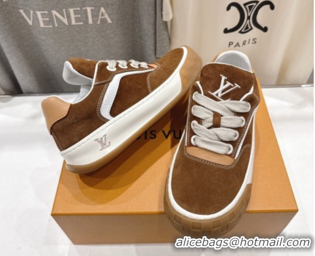 Most Popular Louis Vuitton LV Tilted Sneakers in Suede Tan 2026 1AJTJ9
