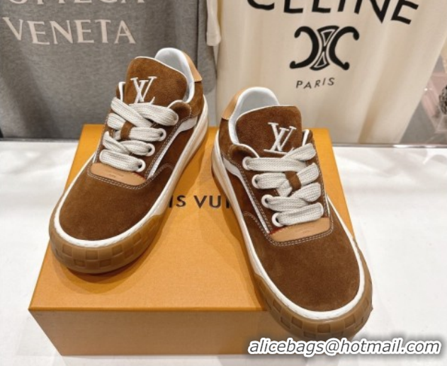 Most Popular Louis Vuitton LV Tilted Sneakers in Suede Tan 2026 1AJTJ9