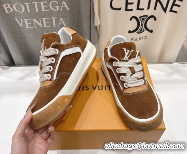 Most Popular Louis Vuitton LV Tilted Sneakers in Suede Tan 2026 1AJTJ9