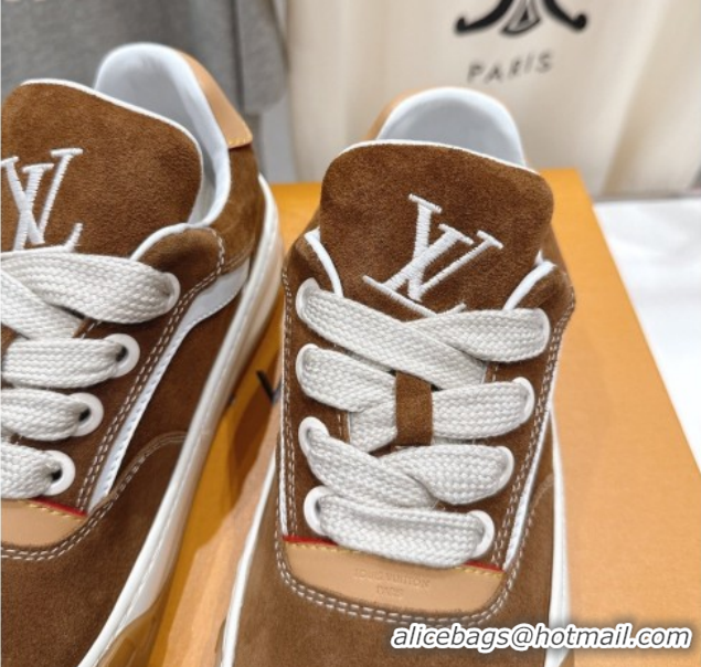 Most Popular Louis Vuitton LV Tilted Sneakers in Suede Tan 2026 1AJTJ9