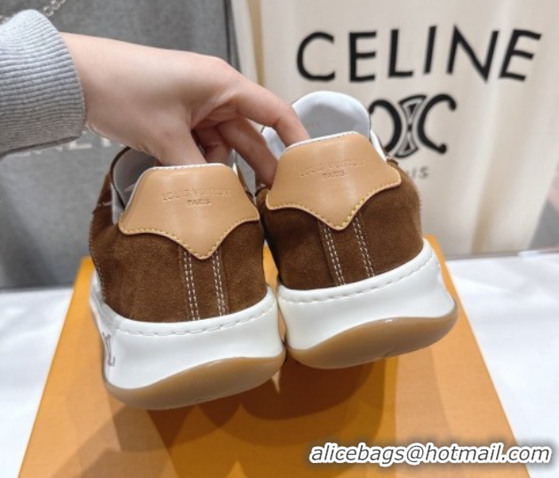 Most Popular Louis Vuitton LV Tilted Sneakers in Suede Tan 2026 1AJTJ9