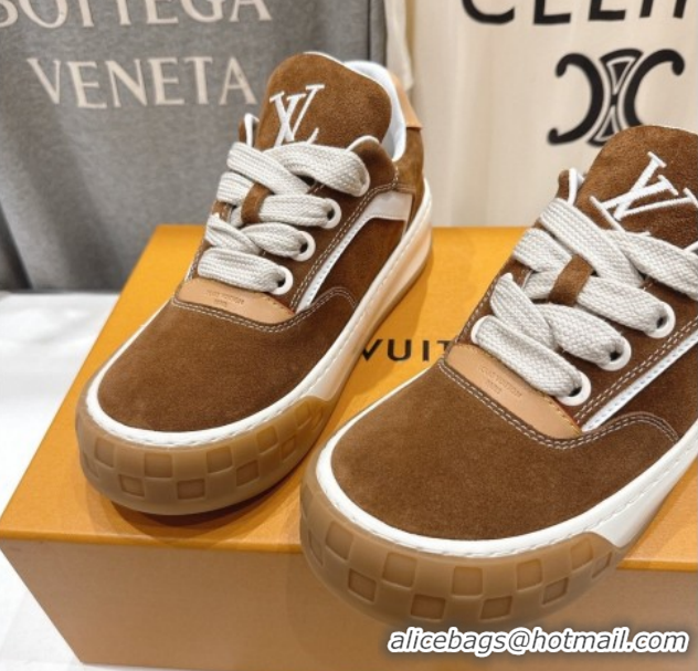 Most Popular Louis Vuitton LV Tilted Sneakers in Suede Tan 2026 1AJTJ9