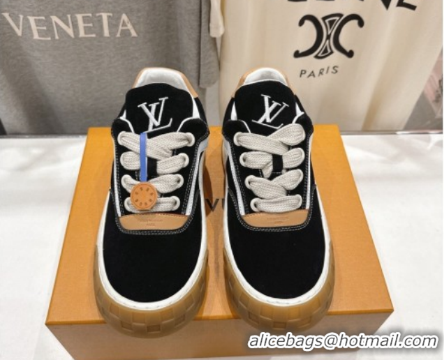 Good Quality Louis Vuitton LV Tilted Sneakers in Suede Black 2026 1AJTJ9