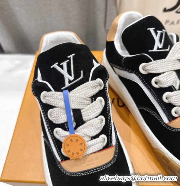 Good Quality Louis Vuitton LV Tilted Sneakers in Suede Black 2026 1AJTJ9