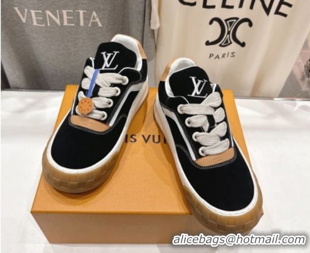 Good Quality Louis Vuitton LV Tilted Sneakers in Suede Black 2026 1AJTJ9