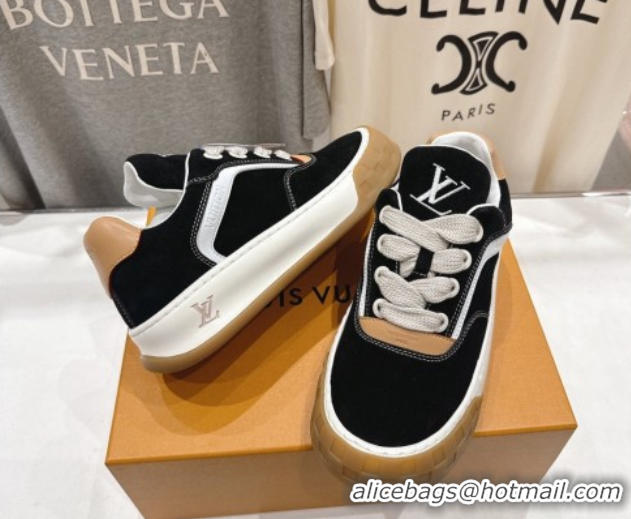 Good Quality Louis Vuitton LV Tilted Sneakers in Suede Black 2026 1AJTJ9