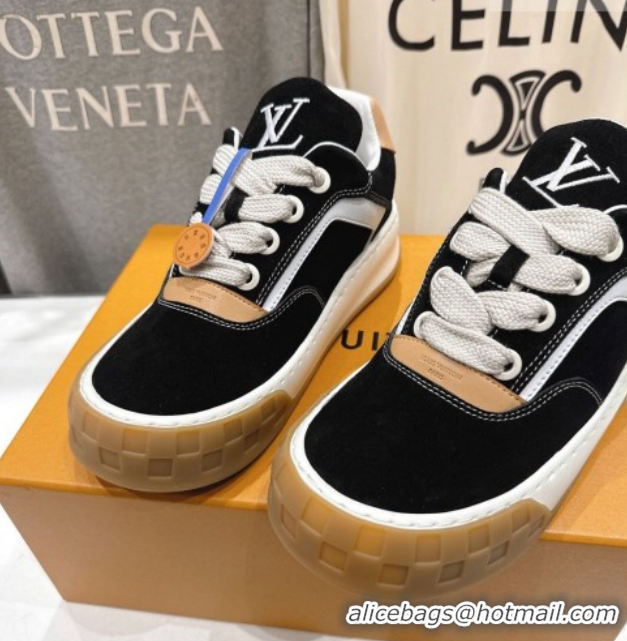 Good Quality Louis Vuitton LV Tilted Sneakers in Suede Black 2026 1AJTJ9