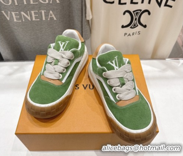 Cheap Price Louis Vuitton LV Tilted Sneakers in Suede Green 2026 1AJTJ9