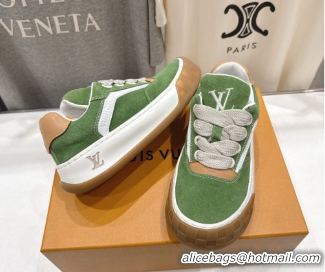 Cheap Price Louis Vuitton LV Tilted Sneakers in Suede Green 2026 1AJTJ9