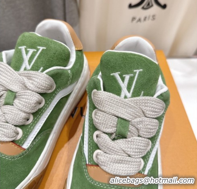 Cheap Price Louis Vuitton LV Tilted Sneakers in Suede Green 2026 1AJTJ9