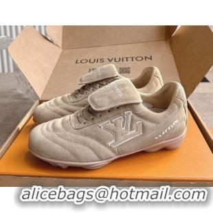 Durable Louis Vuitton LV Footprint Soccer Sneakers in Suede Beige 2025 0303101